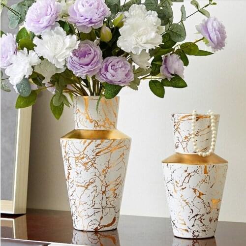 European-style Ceramic Vase Marble Pattern Home Decoration Ornaments Modern Minimalist Creative Model Room Office Flower