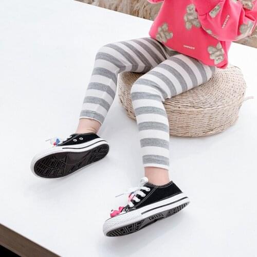 Baby Girls Leggings Kids Striped Pants Spring Autumn Children Cotton Trousers 2-7 Years Girl Leggings