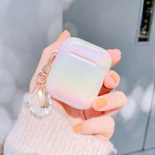Cute Luxury Hard Earphone Case for Airpods 1 2 3 Case Glitter Bling Cover for Apple Air Pods Pro Case Accessories with Keychain