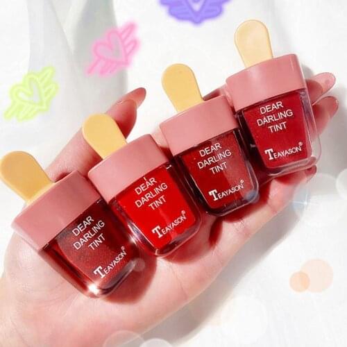 Fashion Ice Cream Shape Lip Gloss Waterproof Long Lasting Liquid Lipstick Sweet Red Lip Tint Lip Gloss Lip Glaze Make Up Tools
