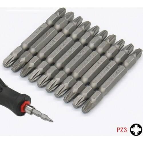 Pozidriv PZ0 PZ1 PZ2 PZ3 Bit Set Chrome Vanadium Steel 65mm Long 1/4 inch 6.35mm Hex Shank Double Ended Screwdriver Bits