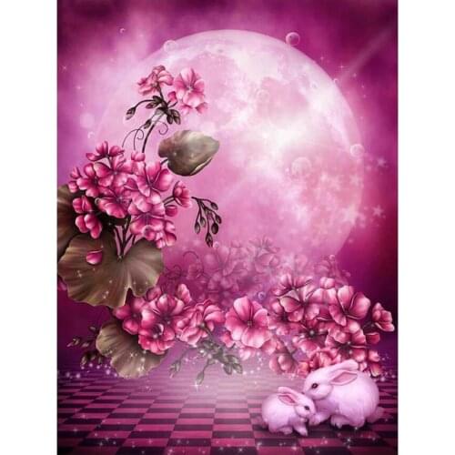 Flower Diamond Painting Kits Moon Rabbits Diamond Dotz Mosaic Embroidery Picture Crystal Stones Stickers Decal Wall Art Craft