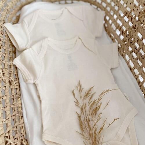Naturaborn GOTS Certified Organic Short Sleeve Baby Bodysuit Crocheted
