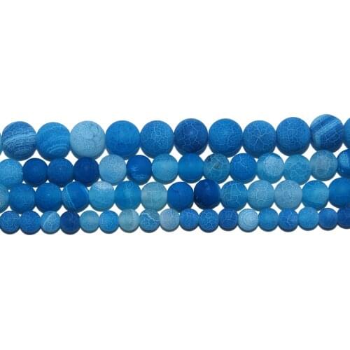 Natural Stone Blue Frost Crab Agates Round Loose Beads 4 6 8 10 12 MM Pick Size For Jewelry Making DIY Bracelet Necklace