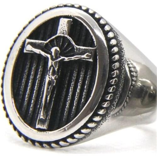 Support Dropship Size 7-14 New Jesus Cool Ring 316L Stainless Steel Fashion Godfather Jesus Ring