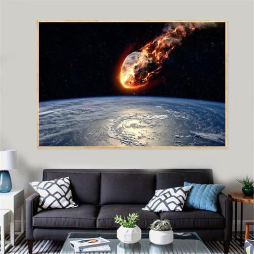 Universe Earth Meteorite Posters and Prins Galaxy Stars Astronaut Planet Hole Space Wall Pictures for Living Room Decoration
