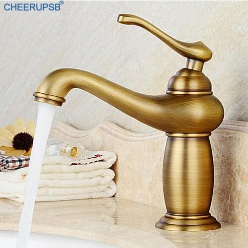 Basin Faucet Bathroom Hot Cold Water Mixer Vintage Tap Brushed Chrom Brass Faucets Deck Mounted Gold Taps Filter Grifo Lavamanos