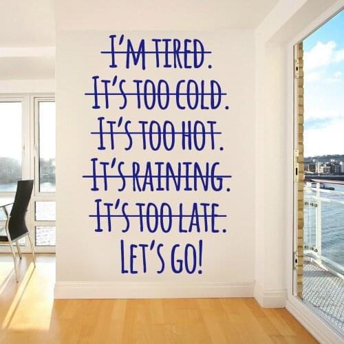 Inspiring Letters Wall Stickers Office Window Wall Decoration Motivation Phrase Words Lets Go Teen Room Vinyl Wall Decal Z559