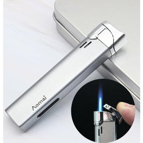 Windproof Creativity Visual Gas Box High Pressure Direct Injection Flame Turbo Butane Gas Lighter Cigarette Cigar Accessories