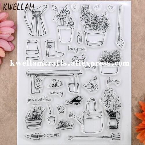 Grown With Love Garden Flowers Scrapbook DIY photo cards rubber stamp clear stamp transparent stamp 14x18cm KW8122906