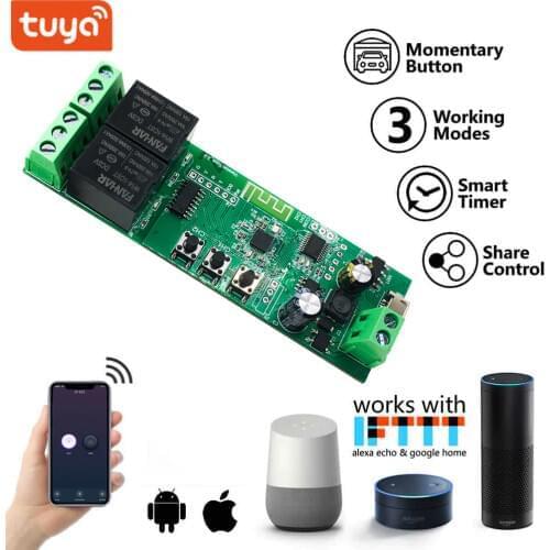 Tuya Wifi Switch 2CH Wireless DIY Smart Switch Module Smart life APP Remote Control Smart Home 2 Gang Relay Alexa Google Home