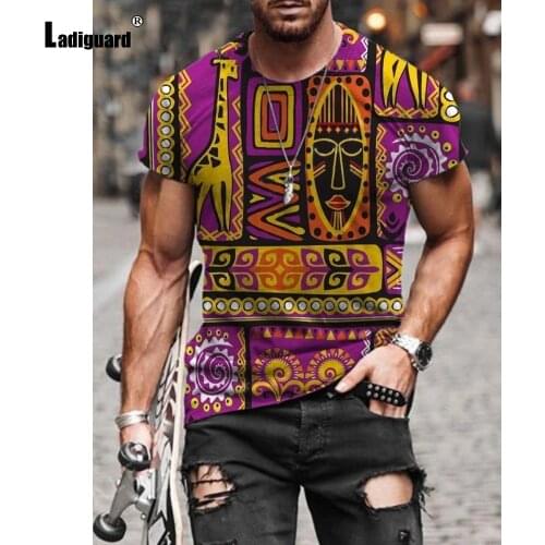Ladiguard Sexy Mens clothing New Basic Tops Fashion 3D Print T-shirt 2021 Summer Casual Pullovers Men Tees Shirt Plus Size S-5XL