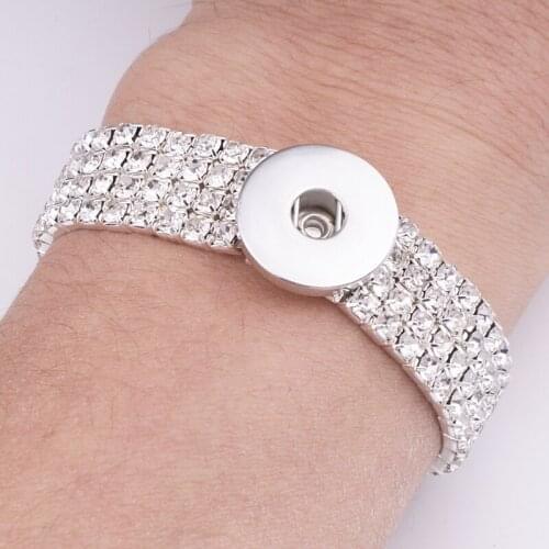 Crystal Shiny fashion 12mm 18mm snap button bracelet for Women DIY Jewelry Gift NS896
