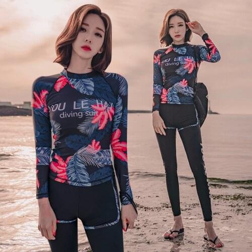 Swimming Clothes For Women Long Sleeve Swimsuits Surf Swimwear Ladies Rashguard Female Swimsuit Fused Tankini Teenage Swim Wear