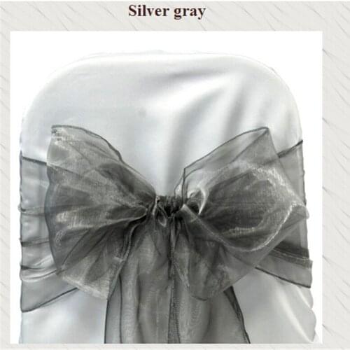 100pcs silver gray Wedding Sashes Chair Bow Banquet Chair Sash for Weddings