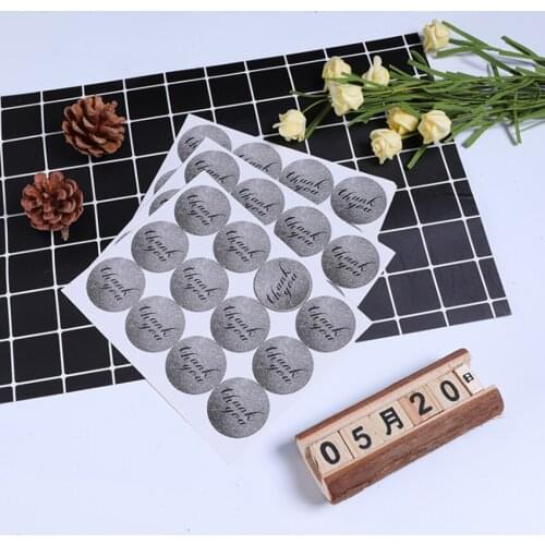 120pcs/lot Baking Sticker DIY Decorative Sticker Gray Thank You Sticker Round Cake Sticker