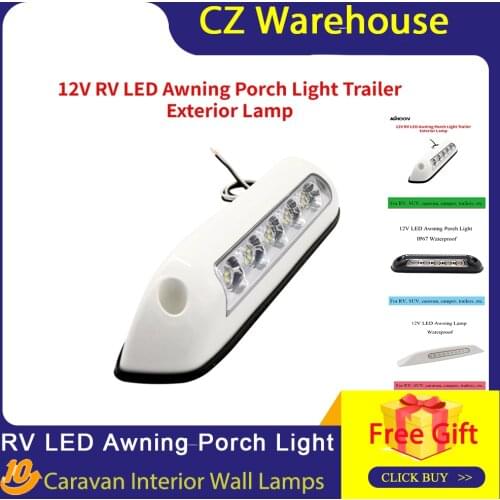 12V RV LED Awning Porch Light Waterproof Motorhome Caravan Interior Wall Lamps Light Bar RV Van Camper Trailer Exterior Lamp