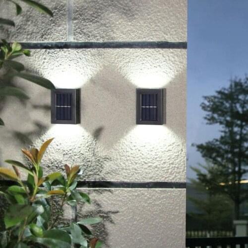 2pc Solar Lights LED Wall Light Balcony Fence Waterproof Porch Garden Wall Lamp Outdoor Garden Landscape Decorative Street Lamps