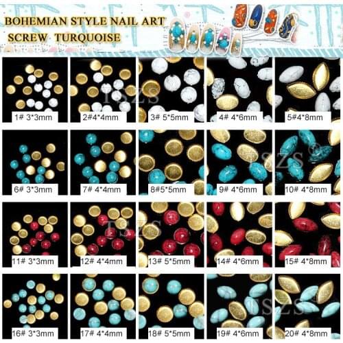 40pcs/lot Popular Turquoise Gemstone Half Round Rhinestone Bead Nail Art Decoration