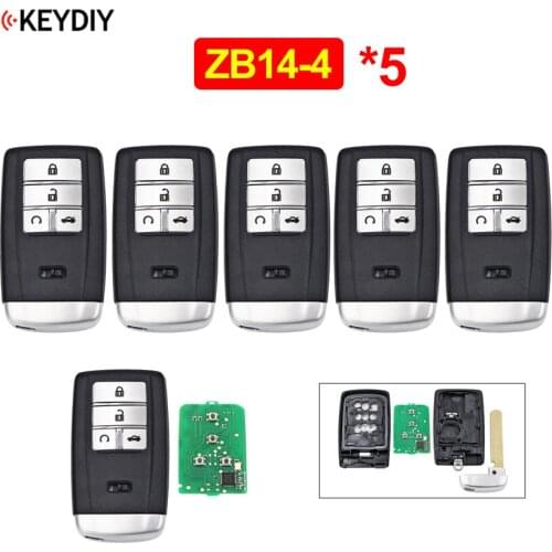 5Pcs/Lot KEYDIY 4 Buttons Universal KD Smart Key ZB14-4 Car Key Remote Replacement for KD-X2 Fit for More than 2000 Models