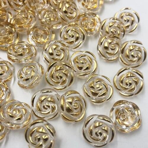 50/100pcs Plastic Button Acryl Rose Straight hole White Color Free Shipping PT60