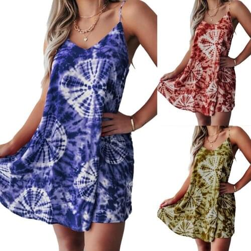 50% Hot Sales!!! Sexy Women Sleeveless V Neck Cobweb Print Large Hem Sundress Beach Mini Dress
