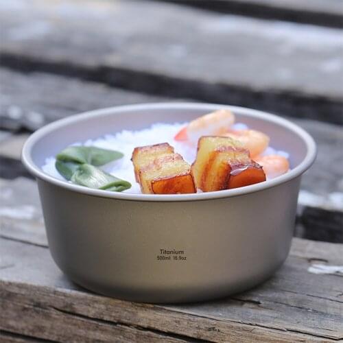 500ml Portable Lightweight Titanium Bowl with Carry Bag Outdoor Picnic Tableware Camping Hiking Flatware Equipment