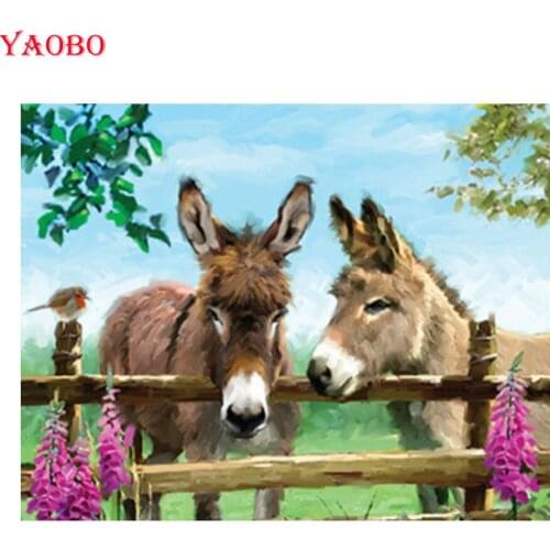 5D Diamond Painting Full Drill Square Donkeys Garden Mosaic Rhinestone Animal Diamond Mosaic Embroidery puzzle Home Decor Gift