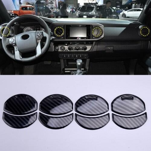 8Pcs ABS Carbon Fiber Style Air Vent Outlet Cover Trim Fit for Toyota Tacoma 2016 2017 2018 2019