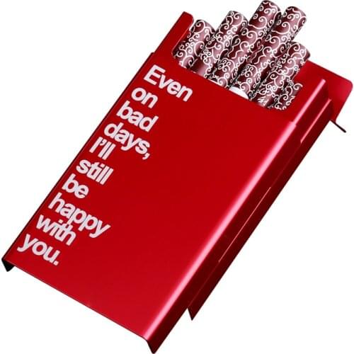 Cigarette Case Cigar Sliding Container Blue Gold Aluminum Metal Creative Fashion Portable Pocket Laser Name LOGO Custom Made DIY