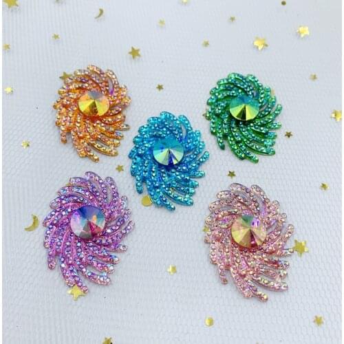 DIY 16pcs 31*42mm AB Resin Hollow out Cute Flower Flatback Stone Wedding Buttons Craft Scrapbook E36