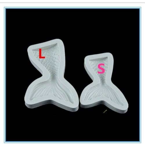 Two Size Christening Mermaid Mold Fondant Cake Silicone Molds Cupcake Mould Baking Tools Chocolate Halloween Fish Forktail
