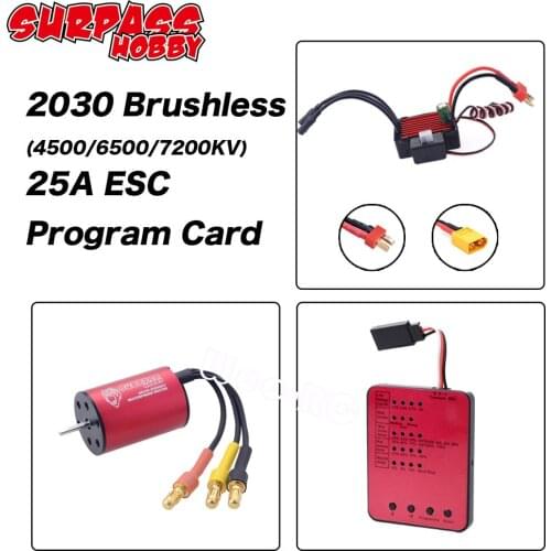 SURPASS HOBBY Motor 2030 Waterproof Brushless 4500kv 6500kv 7200kv 25A ESC T/XT60 Plug Program Card for 1/20 1/18 RC Racing