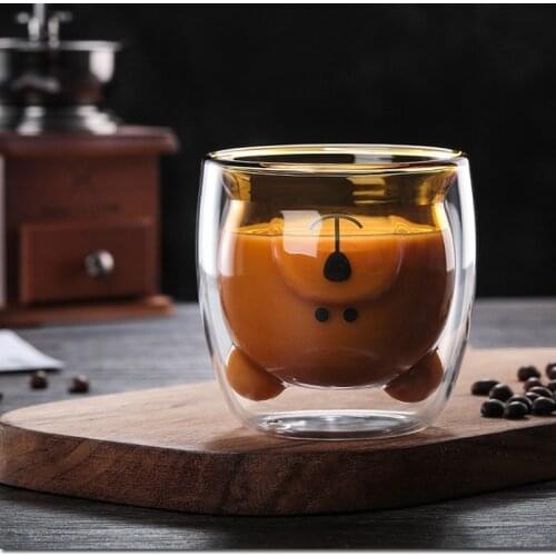3D double layer lovely panda cup innovation Christmas tree cup skull wine cup heat resistant glass coffee cup milk juice cup