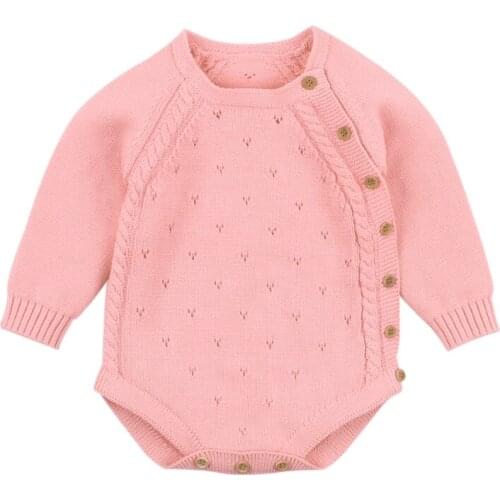 Boutique Girl Clothes Newborn Baby Girls Boys Knitted Infant Solid Autumn Warm Bodysuit Outfits Jumpsuit