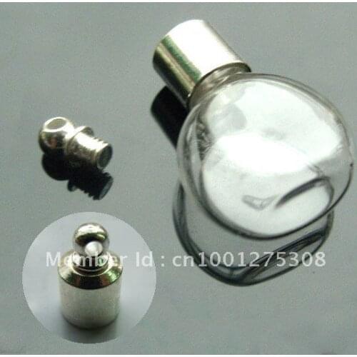 6MM Cognac Bottle (Preglued silver-plated screw caps), Perfume necklace pendant