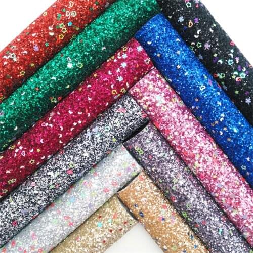 Glitterwishcome Chunky Glitter Leather Fabric Vinyl Glitter with Hearts Soft Backing for Bows shoes bags DIY 21X29CM GM2020A