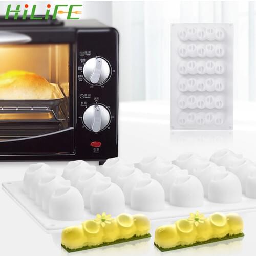 HILIFE Cake Mold 6-Concave Ball Long Strip Shaped Silicone Mold Dessert Decorating Tools Mousse Chocolate Pastry Mould