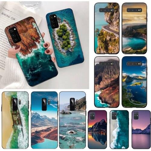 Beautiful mountain sea island Black TPU Soft Phone Case Cover for Samsung S20 plus Ultra S6 S7 edge S8 S9 plus S10 5G lite 2020