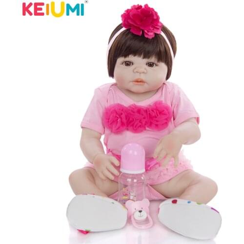 23 Inch Baby Reborn Full Silicone 57 cm Fashion Newborn Baby Doll Lifelike Simulation Doll Toy For Childrens Day Gift Can Bathe