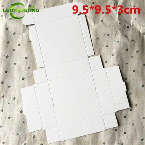 Leotrusting 50pcs 9.5*9.5*3cm Blank White Paper Box White Cardboard Paper Gift Packaging Box Handmade Party Wedding Paper Box