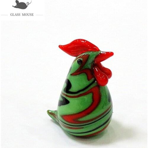 Mini Glass Chicken Figurine Japan Style Colorful Cute Poultry Animal Cock Craft Ornaments Easter Garden Home Decor Small Statue