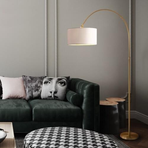 Nordic style copper fishing lamp floor lamp modern minimalist living room study lamp atmospheric fashion lighting