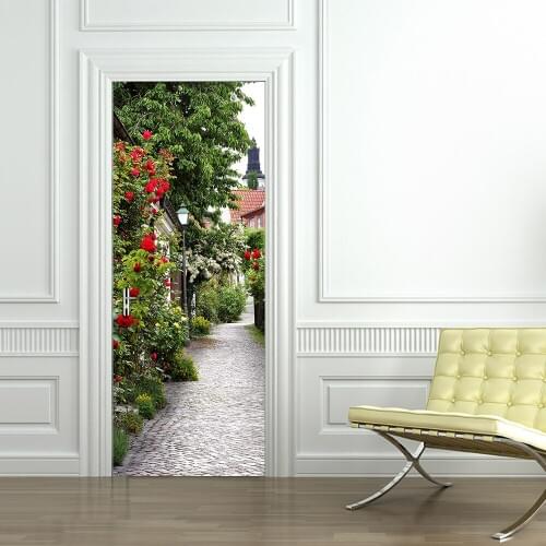 Colomac 3d street pattern wall door stickers self-adhesive renovation living room bedroom home decor poster decoration accessory