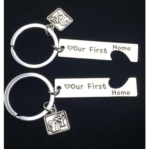 Our First Home Keychains for New Home Housewarming Gift for New Homeowner House Keyring Moving in Key Chain Realtor Gifts 2 Pack