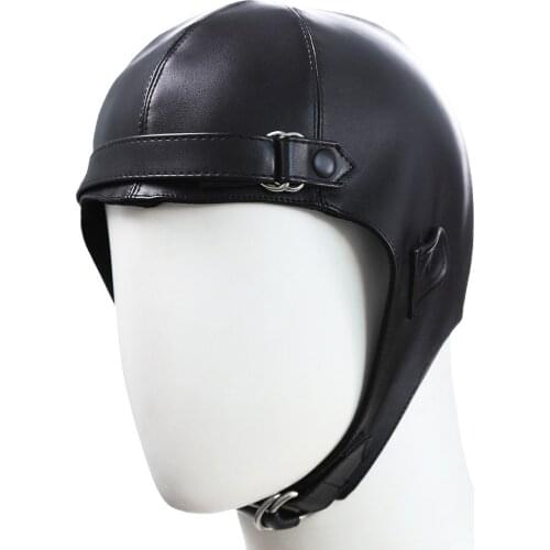 New Arrival BDSM Slave PU Leather Bondage Mask Headgear Hood Cap Fetish Sex Toys Sex Mask Bdsm Slave Training