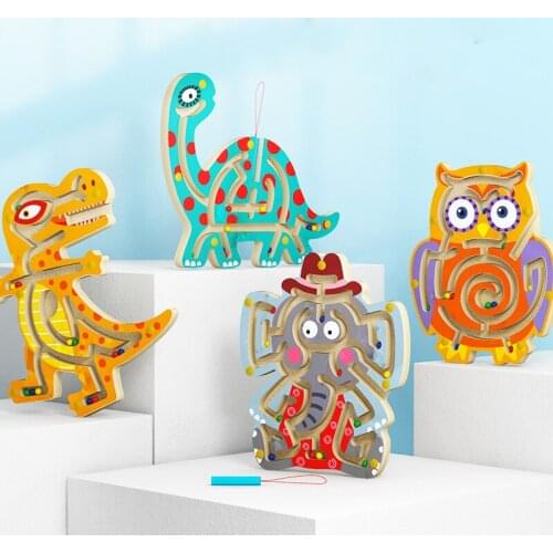 New Product Magnetic Pen Ball Maze Animal Wooden Track Walking Children Educational Toys
