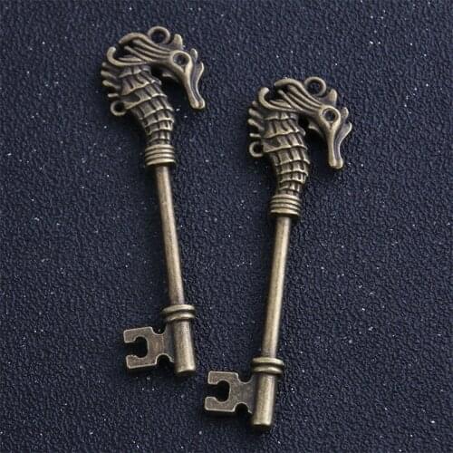 2pcs 20*68mm Antique bronze Color Hippocampal key charms Fit Jewelry Making Charms