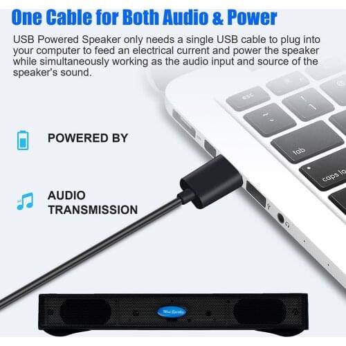 Portable Stereo Bass Sound USB Soundbar External Computer USB Laptop For Desktop With Speaker Cable PC Q1E6