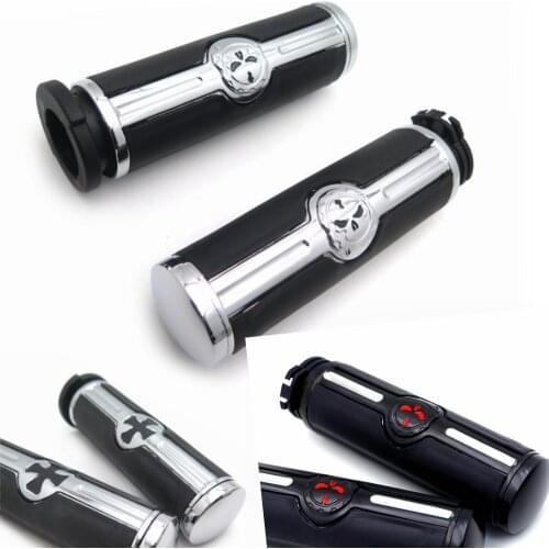 Aftermarket Motorcycle Parts Skull 1" Hand Grips For Harley Davidson 1996-Later VRSC XL XR Dyna Softail YAMAHA Chrome/Black